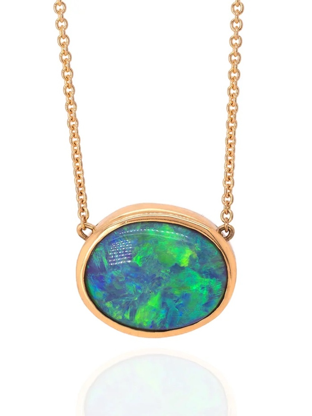 18kt Yellow Gold 3.45 ct Crystal Opal Necklace